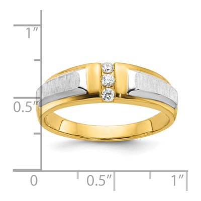 Men's 14K Two-Tone Gold Diamond 3-Stone Ring Mounting – view 3