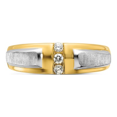 Men's 14K Two-Tone Gold Diamond 3-Stone Ring Mounting – view 6