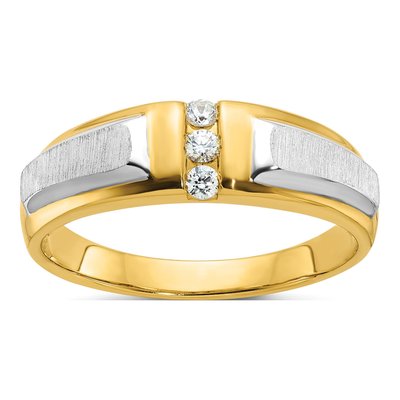 Men's 14K Two-Tone Gold Diamond 3-Stone Ring Mounting