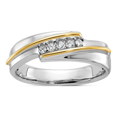 Men's 14K Two-Tone Gold 5-Stone Diamond Ring Mounting