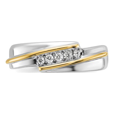 Men's 14K Two-Tone Gold 1/6 ct tw Lab-Grown Diamond 5-Stone Ring – view 4