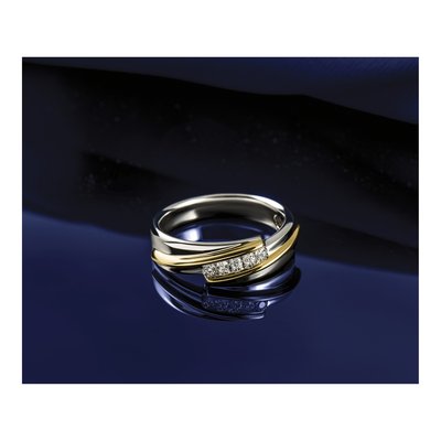 Men's 14K Two-Tone Gold 1/6 ct tw Lab-Grown Diamond 5-Stone Ring – view 8