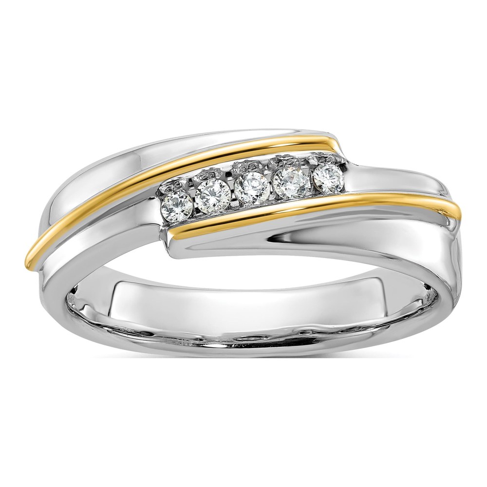 Ibgoodman 14K Two-Tone 1/6 Carat Lab Grown Diamond Vs/si+ G+ Complete Polished Men's Five Stone Ring