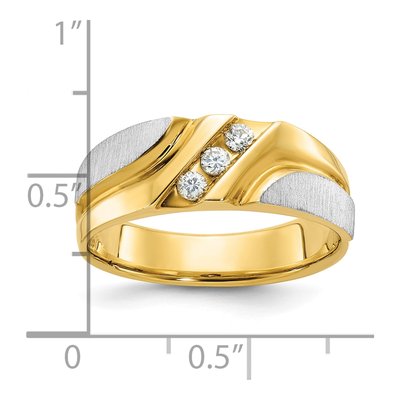 Men's 14K Two-Tone Gold 1/6 ct tw Diamond Grooved 3-Stone Ring – view 4