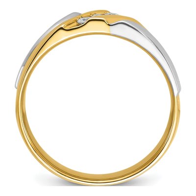 Men's 14K Two-Tone Gold 1/6 ct tw Lab-Grown Diamond Grooved Ring – view 3
