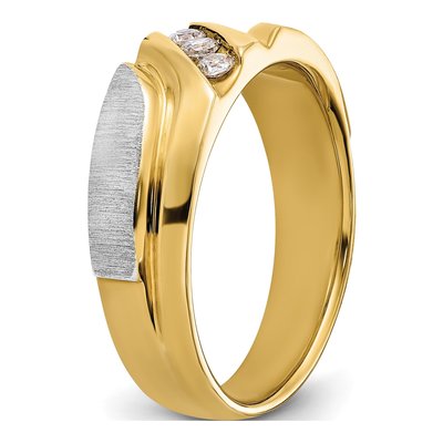 Men's 14K Two-Tone Gold 1/6 ct tw Lab-Grown Diamond Grooved Ring – view 7