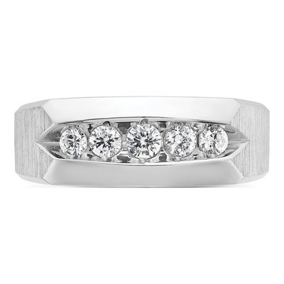Men's 10K White Gold 1/2 ct tw Diamond 5-Stone Ring – view 6