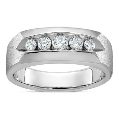 Men's 10K White Gold 1/2 ct tw Diamond 5-Stone Ring