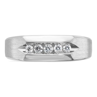 Men's 10K White Gold 1/4 ct tw Diamond 5-Stone Ring – view 5
