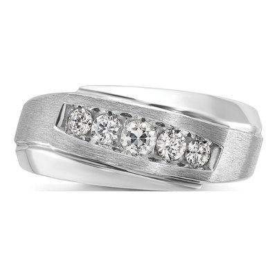 Men's 14K White Gold 5-Stone Diamond Ring Mounting – view 6