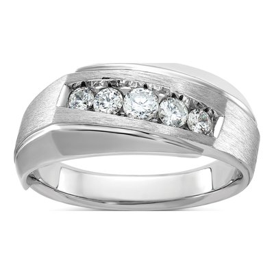 Men's 14K White Gold 5-Stone Diamond Ring Mounting