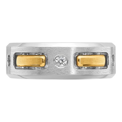 Men's 10K Two-Tone Gold 1/6 ct tw Diamond 3-Stone Ring – view 6