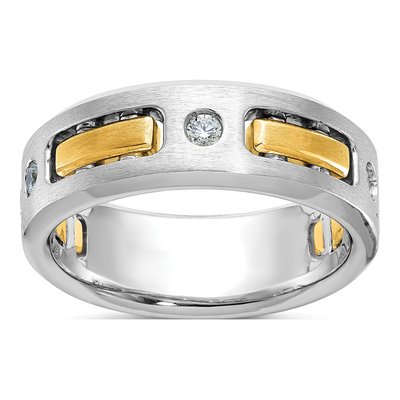 Men's 14K Two-Tone Gold Diamond 3-Stone Ring Mounting