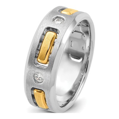 Men's 14K Two-Tone Gold 1/6 ct tw Diamond 3-Stone Ring – view 8