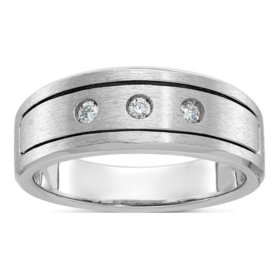 Men's 14K White Gold 3-Stone Ring Mounting