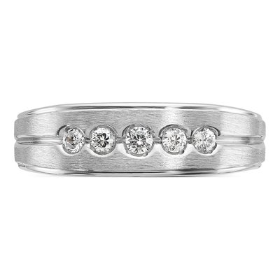 Men's 14K White Gold 5-Stone Ring Mounting – view 6