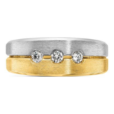 IB Goodman 14K Two-Tone Diamond 3-Stone Men's Ring – view 6