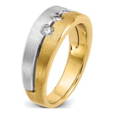 IB Goodman 14K Two-Tone Diamond 3-Stone Men's Ring – view 8