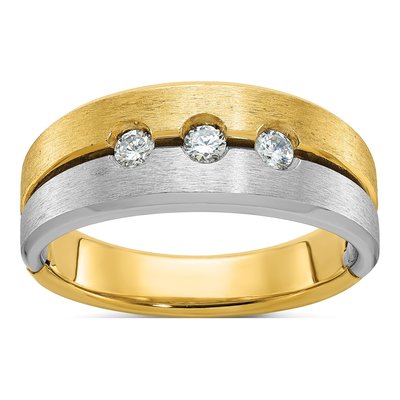 IB Goodman 14K Two-Tone Diamond 3-Stone Men's Ring