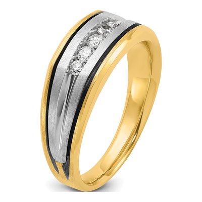 Men's 10K Two-Tone Gold 1/4 ct tw Diamond Ring – view 6