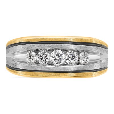 Men's 10K Two-Tone Gold 5-Stone Diamond Ring Mounting – view 6