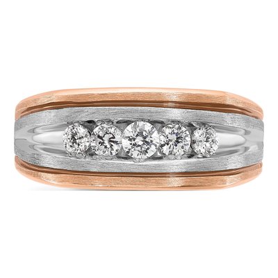 Men's 14K Two-Tone Gold Diamond 5-Stone Ring Mounting – view 6