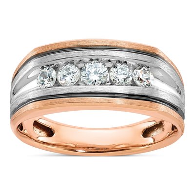 Men's 14K Two-Tone Gold Diamond 5-Stone Ring Mounting