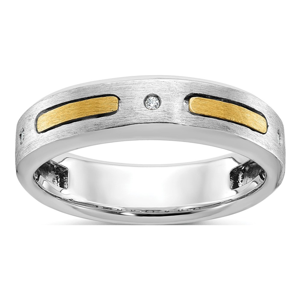 Ib Goodman 14K Two-Tone Mens Polished And Satin 0.01ct Diamond Complete Ring