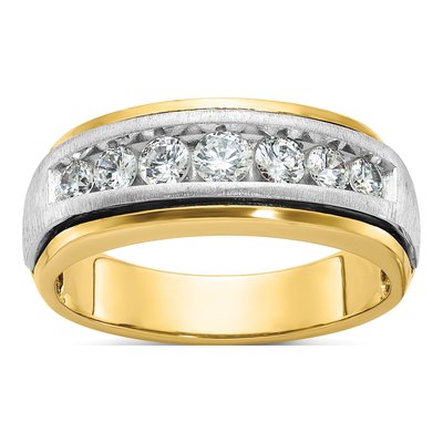 Men's 14K Two-Tone Gold 7-Stone Diamond Ring Mounting