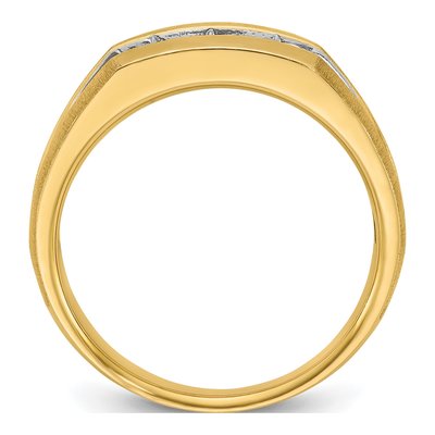 Men's 14K Yellow Gold 3-Stone Diamond Ring Mounting – view 2