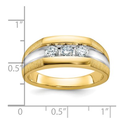 Men's 14K Yellow Gold 3-Stone Diamond Ring Mounting – view 3