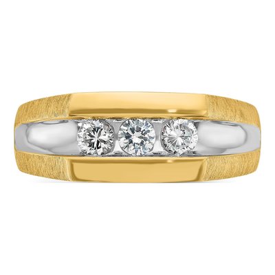 Men's 14K Yellow Gold 3-Stone Diamond Ring Mounting – view 6