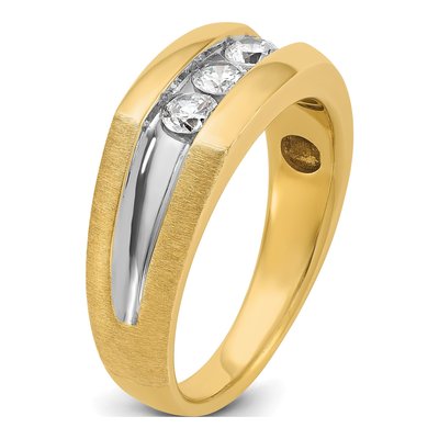 Men's 14K Yellow Gold 3-Stone Diamond Ring Mounting – view 8