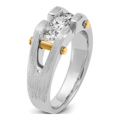 Men's 10K Two-Tone Gold 3-Stone Diamond Ring Mounting – view 8