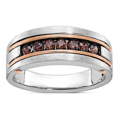 Men's 14K Two-Tone Gold 7-Stone Diamond Ring Mounting