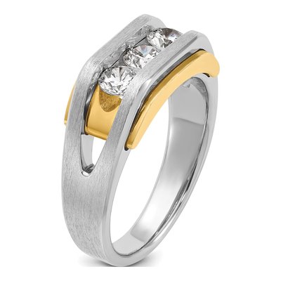 Men's 14K Two-Tone Gold 3-Stone Ring Mounting – view 6