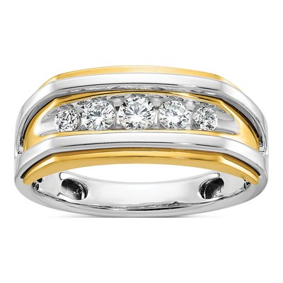 Men's 14K Two-Tone Gold 5-Stone Ring Mounting