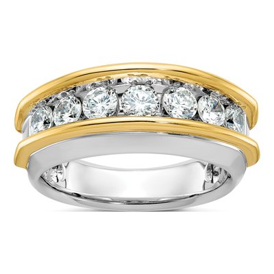 Men's 10K White Gold 1 1/5 ct tw Diamond 7-Stone Ring