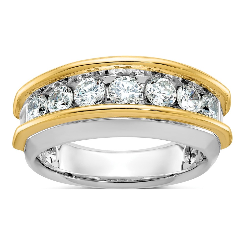 Ibgoodman 14K Two-Tone Men's Polished 7-Stone 1 1/5 Carat Bb Quality Diamond Ring