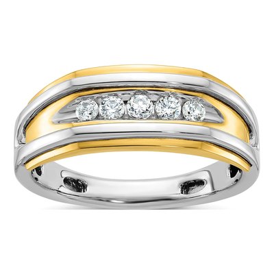 Men's 14K Two-Tone Gold 5-Stone Diamond Ring Mounting