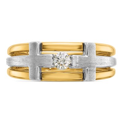 Men's 10K Two-Tone Gold Diamond Cross Ring Mounting – view 6