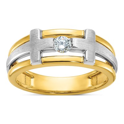 Men's 10K Two-Tone Gold Diamond Cross Ring Mounting