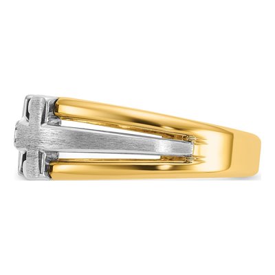 Men's 14K Two-Tone Gold Diamond Cross Ring Mounting – view 5