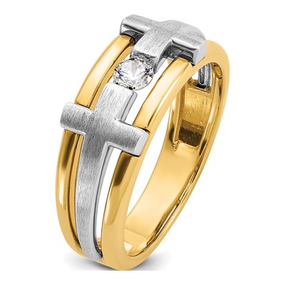Men's 14K Two-Tone Gold Diamond Cross Ring Mounting – view 8
