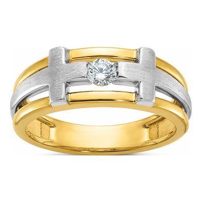 Men's 14K Two-Tone Gold Diamond Cross Ring Mounting