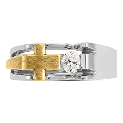 Men's 10K Two-Tone Gold Diamond Cross Ring Mounting – view 6