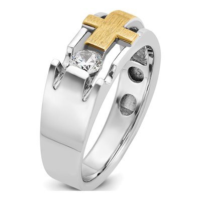 Men's 14K Two-Tone Gold 1/3 ct tw Diamond Cut-Out Cross Ring – view 8