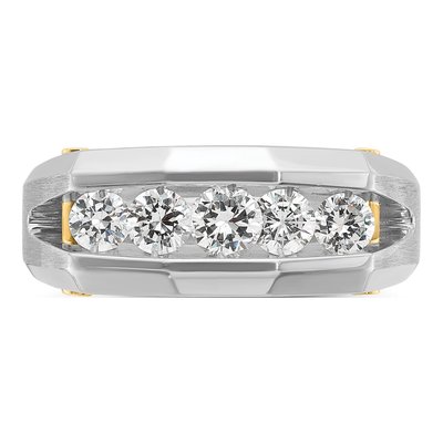 Men's 14K Two-Tone Gold 5-Stone Ring Mounting – view 6