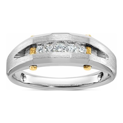 Men's 14K Two-Tone Gold 5-Stone Diamond Ring Mounting