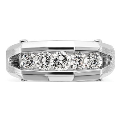 Men's 14K White Gold Diamond 5-Stone Ring Mounting – view 5